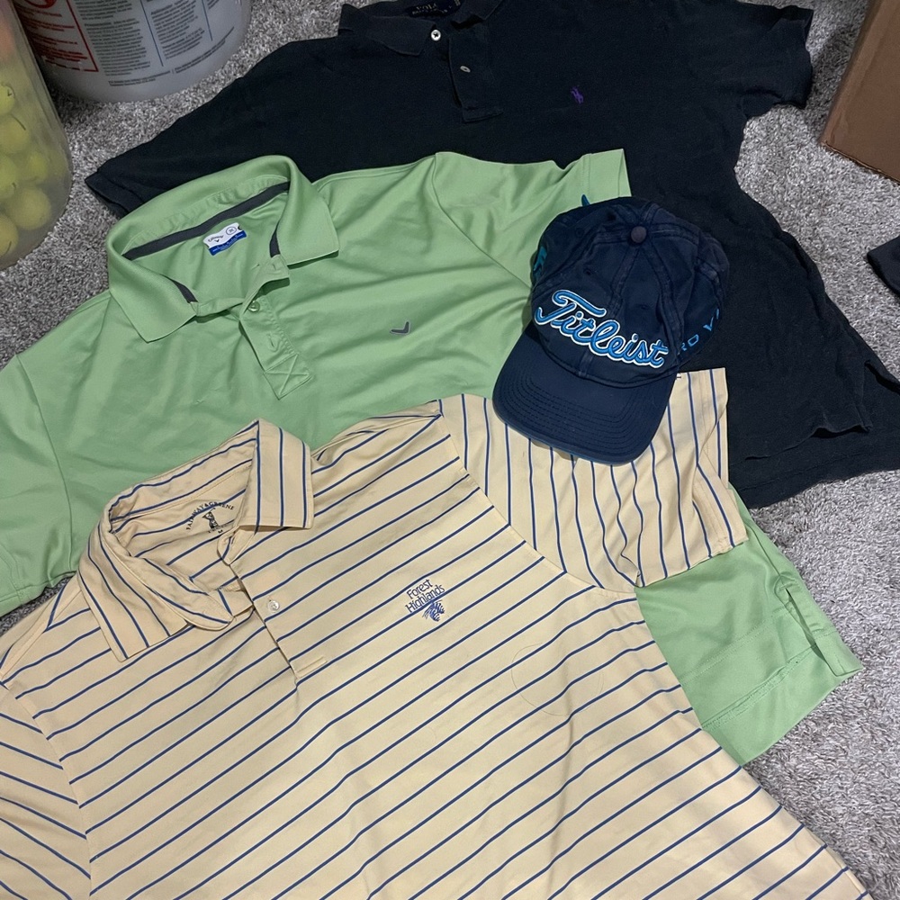 Golf Polo / Hat Bundle. Three name brand polos. One Titleist Hat